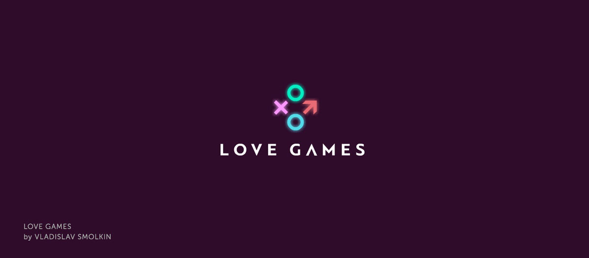 Logo "Love games", diseñado por Vladislav Smolkin, de la comunidad de diseño Logobaker, en el que se ven cuatro de las teclas del mando de una videoconsola