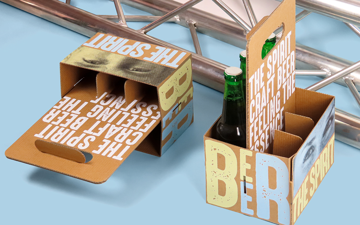 Caja para cervezas con tendencia de diseño tipografías grandes
