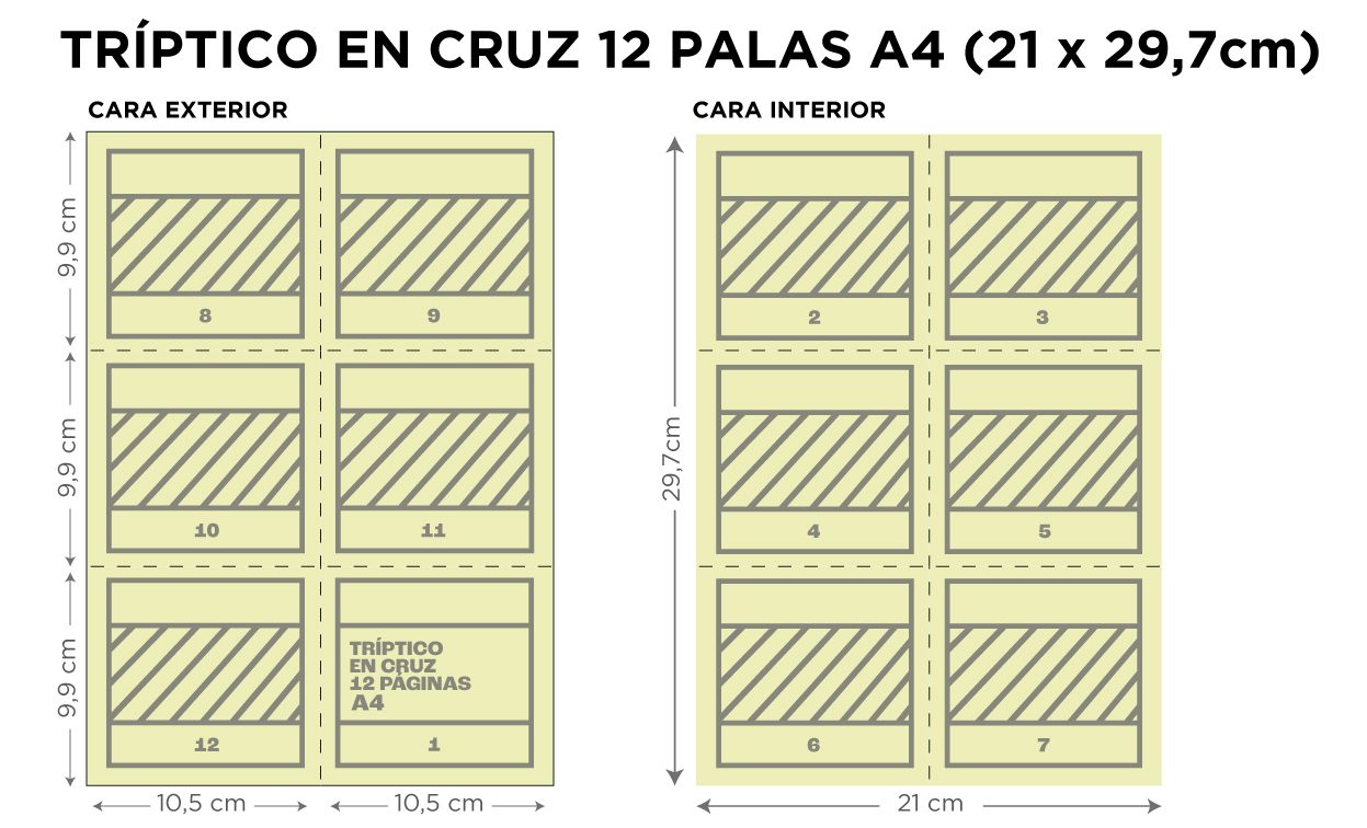 instrucciones folleto tríptico plegado en cruz