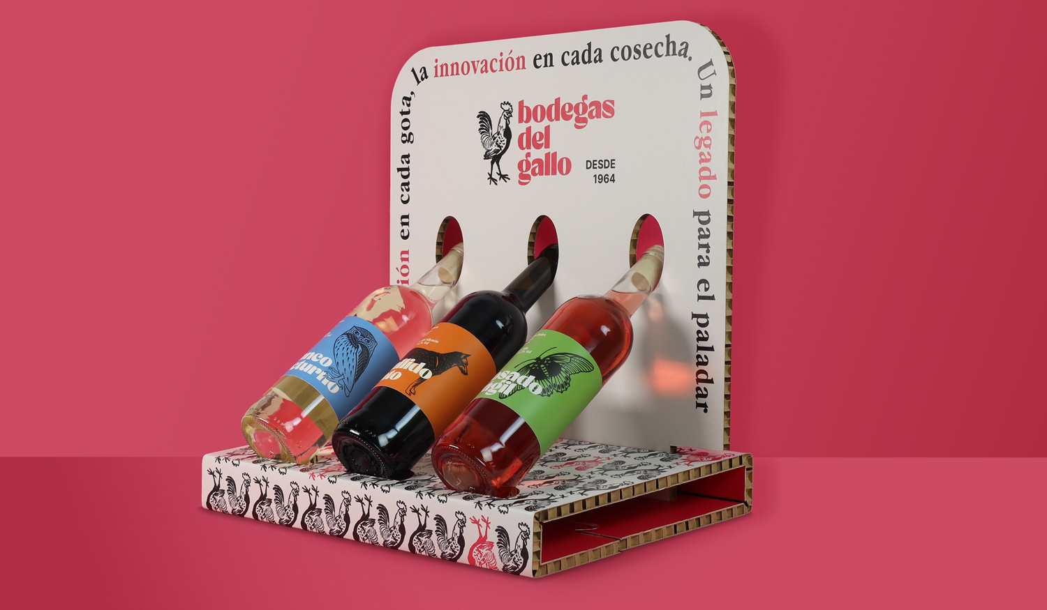 Expositor de cartón para botellas de vino