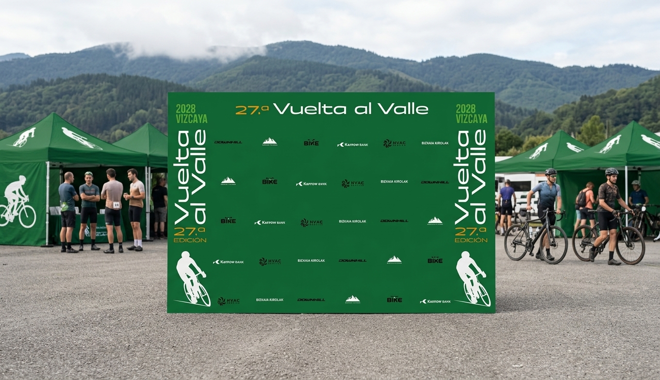 Photocall personalizado para fotografiar a participantes y ganadores y aumentar la presencia de las marcas colaboradoras.